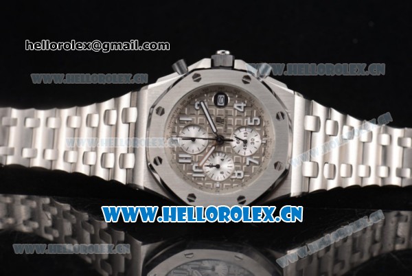 Audemars Piguet Royal Oak Offshore Seiko VK67 Quartz Stainless Steel Case/Bracelet with Grey Dial and Arabic Numeral Markers Silver Subdials - Click Image to Close